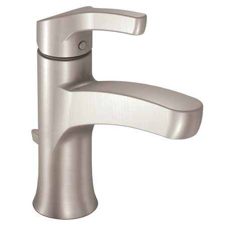MOEN Danika Series Bathroom Faucet, 12 gpm, 1Faucet Handle, Metal, Brushed Nickel, Lever Handle WSL84733SRN